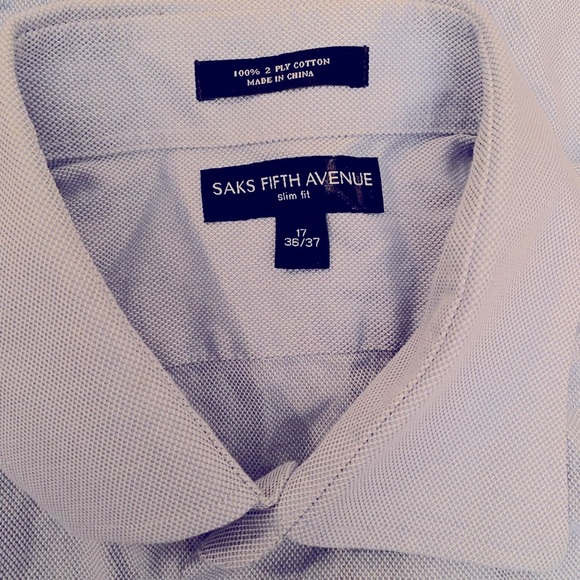 Saks Fifth Avenue Slim Fit Button Down Dress Shirt size 17 36/37 - Picture 2 of 5